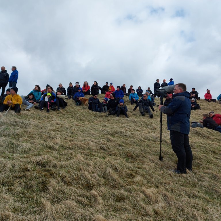 Magnús Hlynur var einn göngumanna og gerði viðburðinum góð skil í fréttum Stöðvar 2 um kvöldið